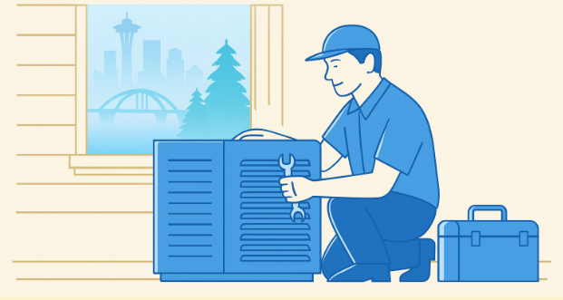 Blue Flame Heating & Air technician performing quality HVAC services in Seattle, WA